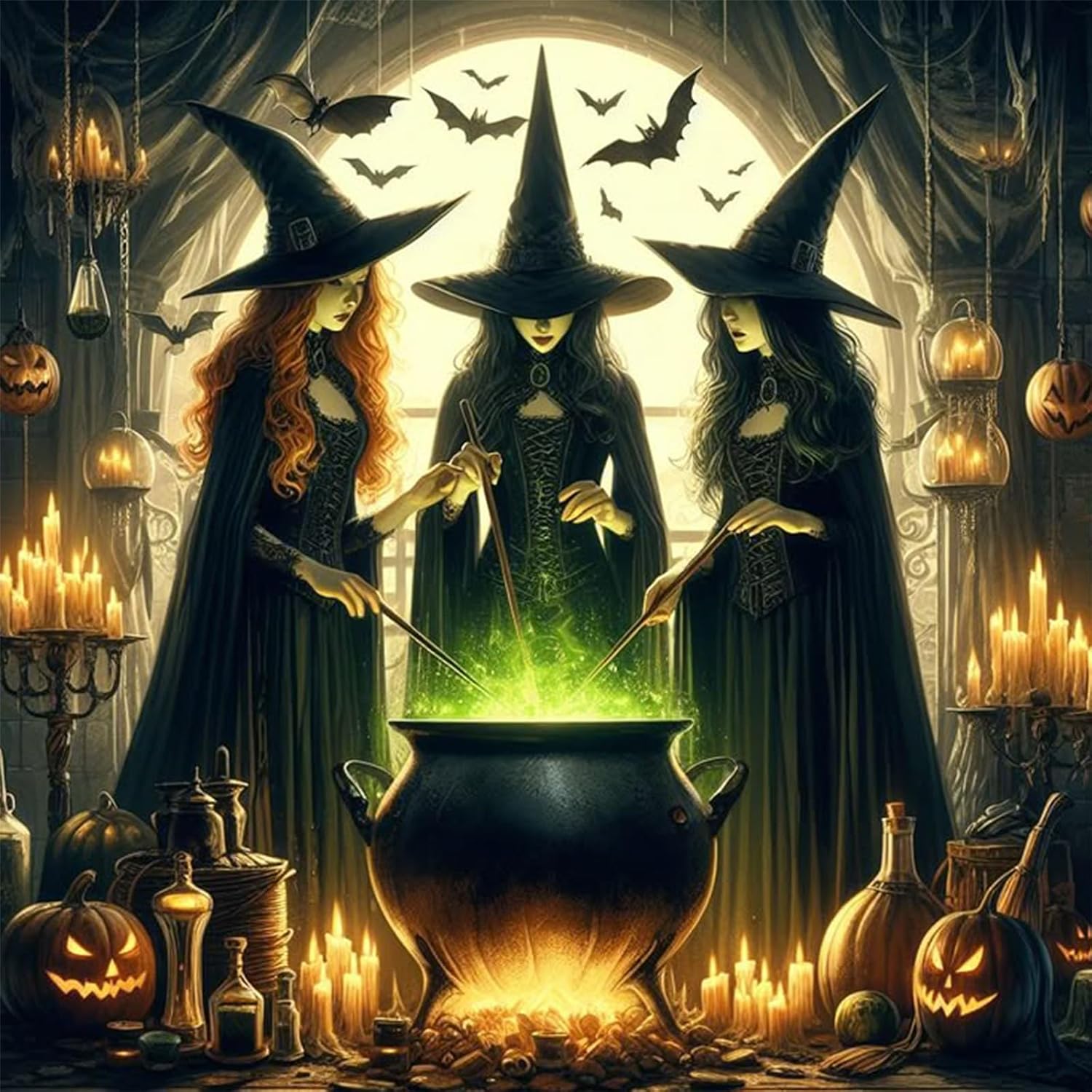 Photo Mosaic Print - RUOPOTY Heks Diy Diamant Schilderij Halloween