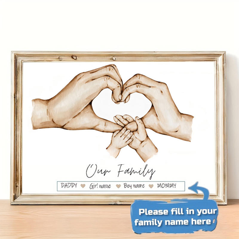 Personalized Name Box - Gepersonaliseerde aangepaste familiehandposter naam canvas schilderij