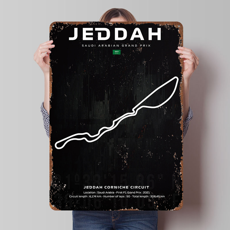 Custom Map Poster - Jeddah Circuit Map Poster Aangepaste wanddecoratie
